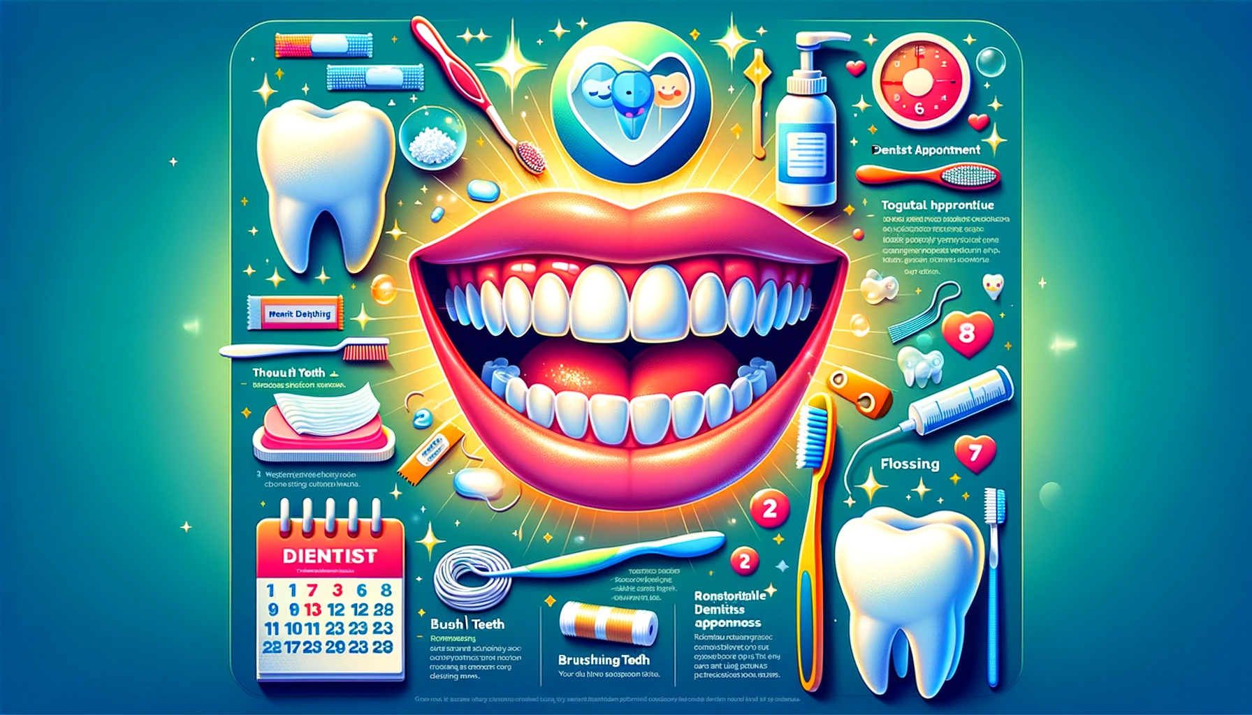 Infografikk viser børsting, tanntråd, og tannlegebesøk for munnhelse