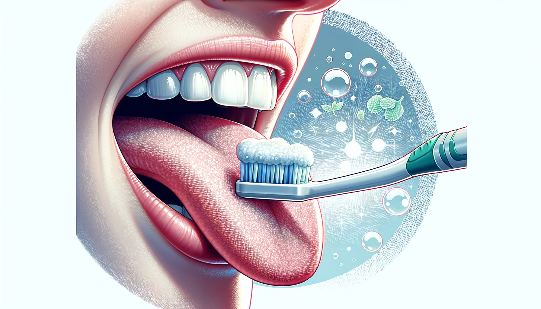 Person børster tungen - forebygging av dårlig ånde