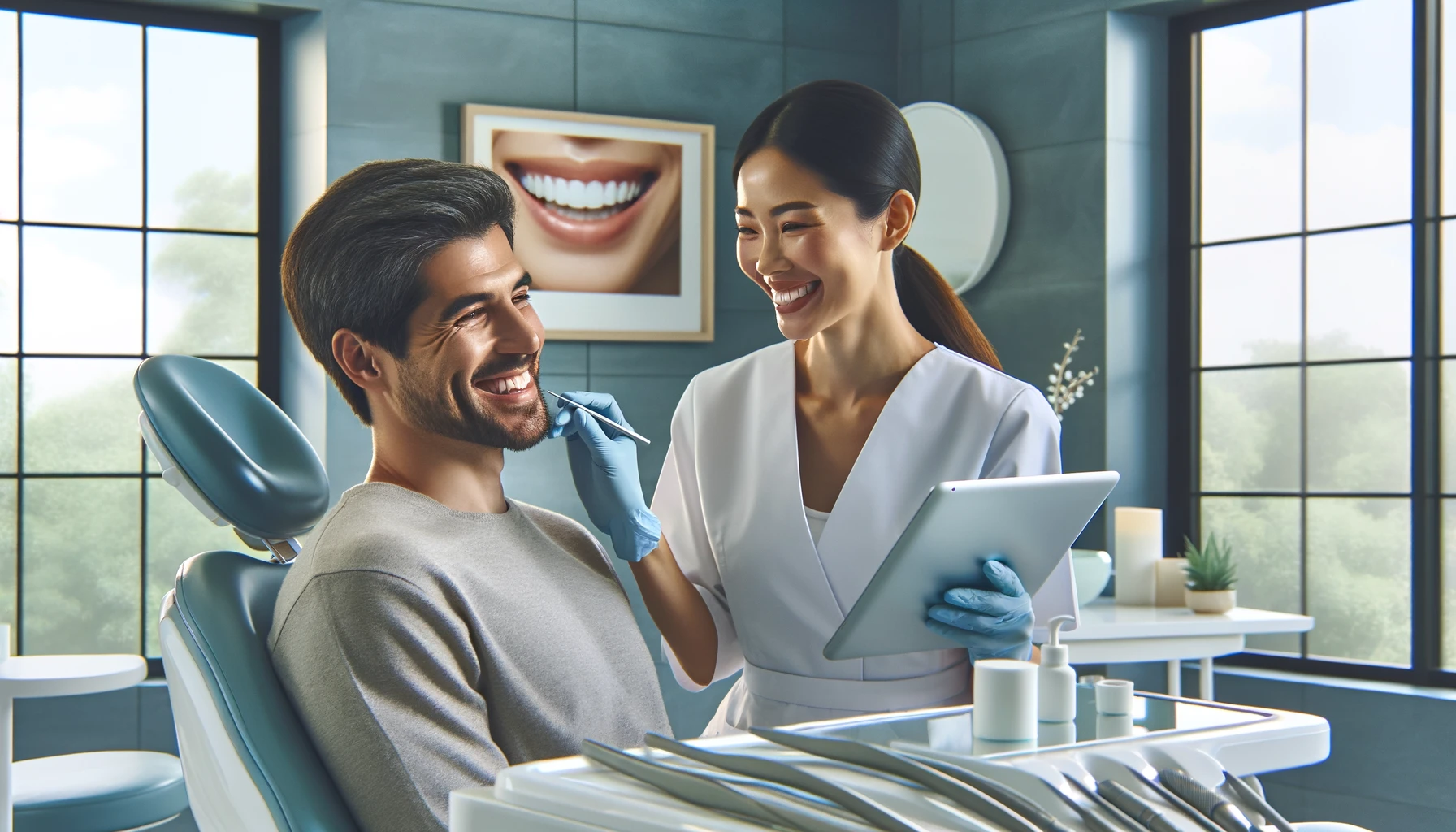 Tannlege evaluerer pasients smil - estetisk tannbehandling