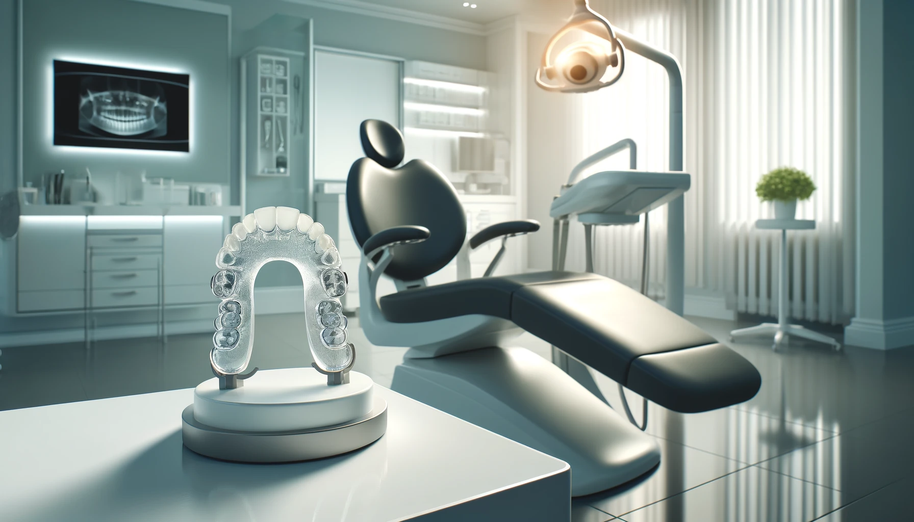 Komfortabel og avtagbar tannreguleringsenhet vist i et moderne tannlegekontor pusser tenner skinnene må brukes