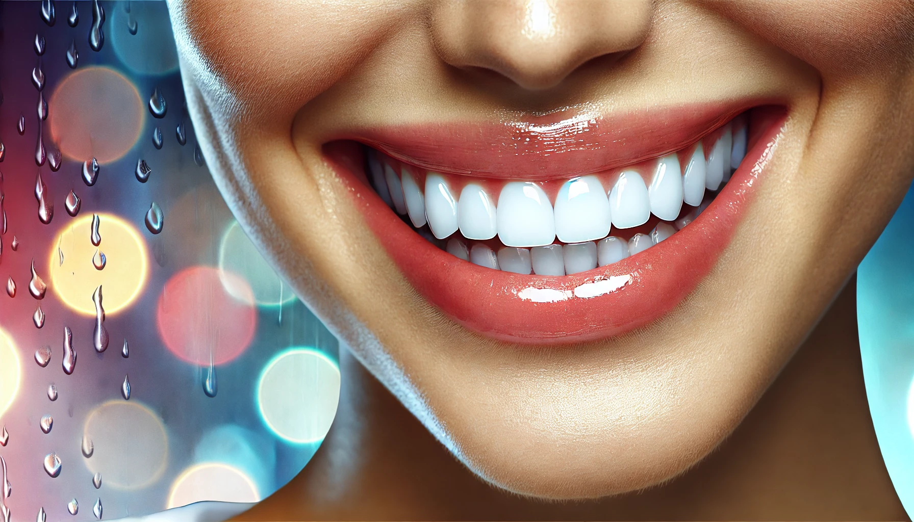 "Close-up of a diverse person with a radiant smile showing clean, shiny teeth after deep dental cleaning."