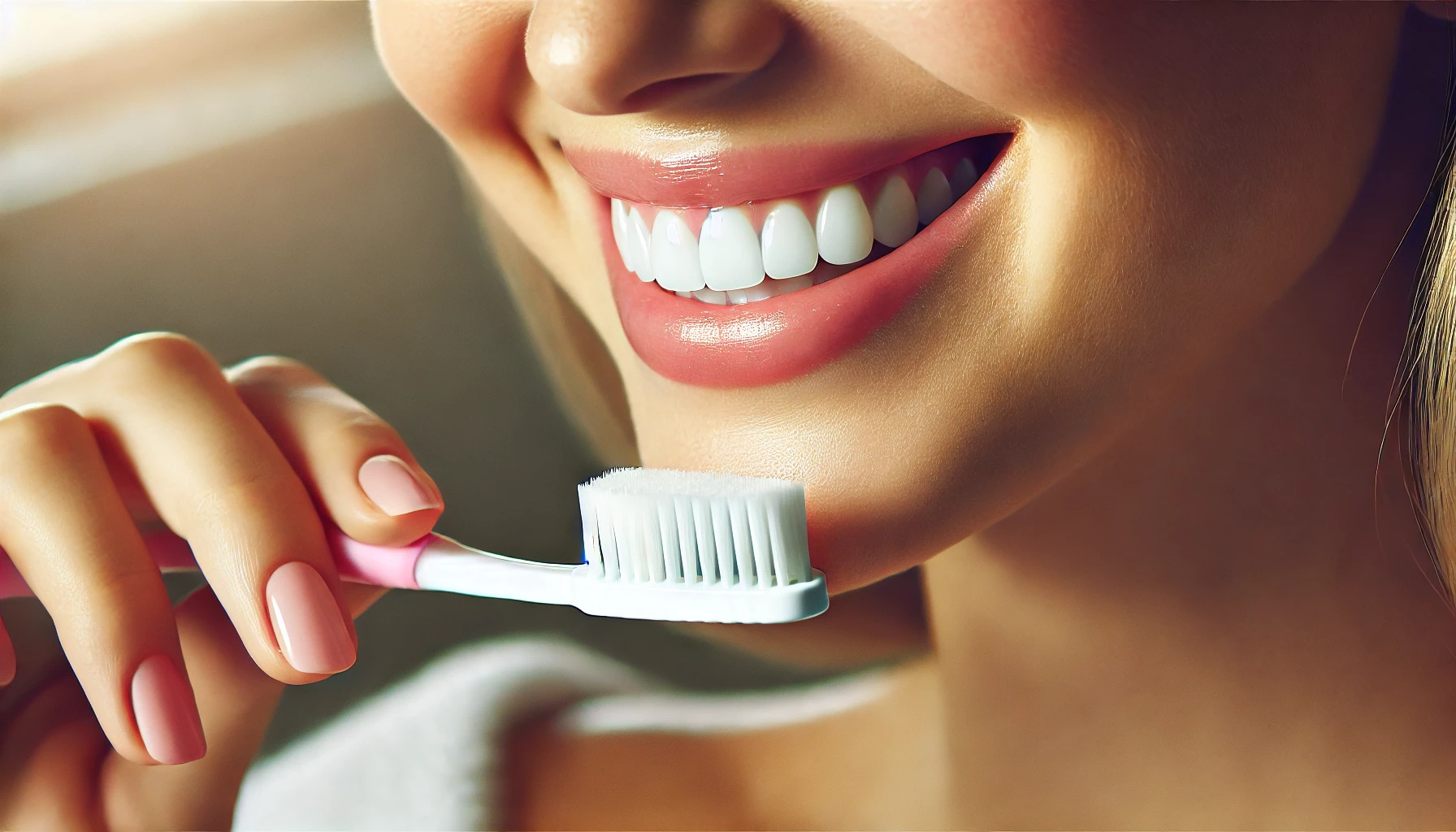 Person gently brushing veneers with a soft toothbrush, focusing on proper dental care techniques to maintain long-lasting results