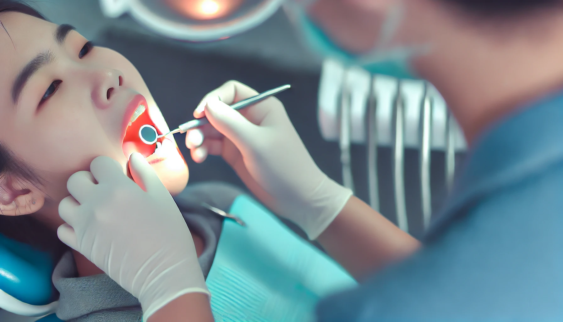 "A person receiving a dental checkup in a modern clinic, highlighting the importance of preventive care for maintaining oral health."