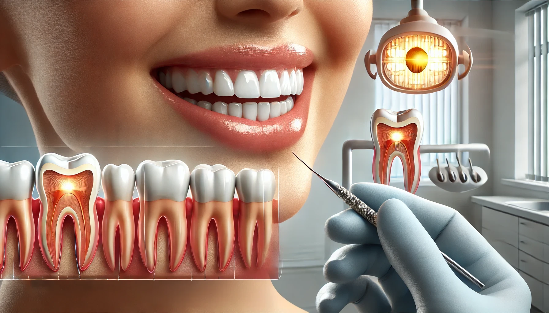 A dental professional examines a patient's teeth in a modern clinic, highlighting the stages and benefits of full mouth reconstruction."