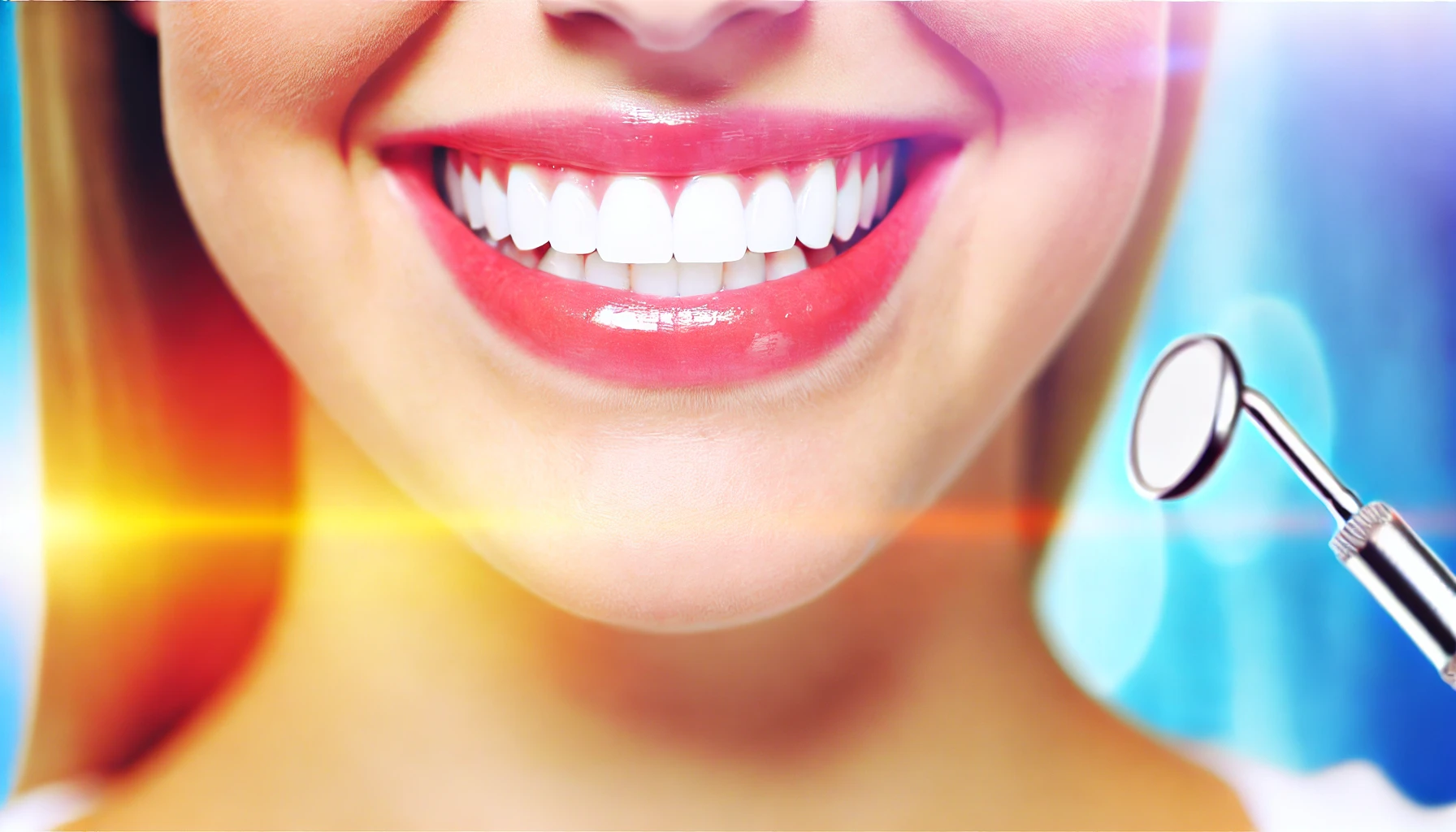 "Close-up of a confident smile with bright, aligned teeth in a dental clinic setting, symbolizing the boost in confidence from smile enhancement."