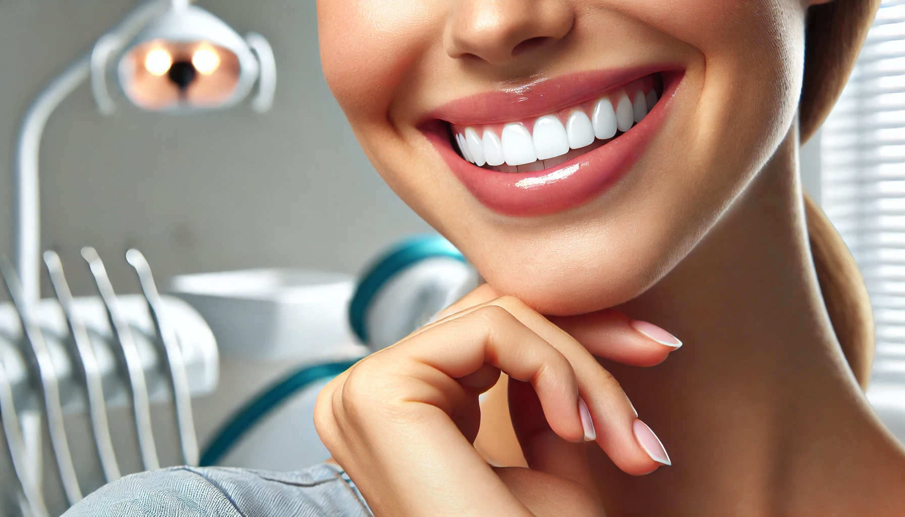 "Close-up of a person smiling confidently after dental bonding, showing smooth, natural teeth. våre pasienter ønsket form minimalt invasiv spesielt lys bestill time kosmetisk tannbehandling minimal invasiv unngå å bite per tann forbedre utseendet på tennene fordeler og ulemper lenge varer edge bonding