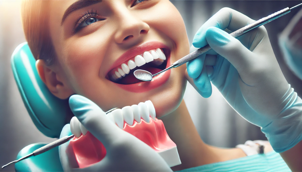 "Close-up of a dental professional performing periodontal cleaning, focusing on maintaining gum health in a clean dental clinic setting."