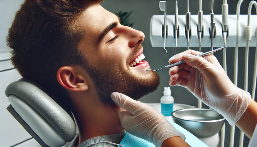 A patient receiving treatment for a toothache in a modern dental office, experiencing quick relief through professional dental care.