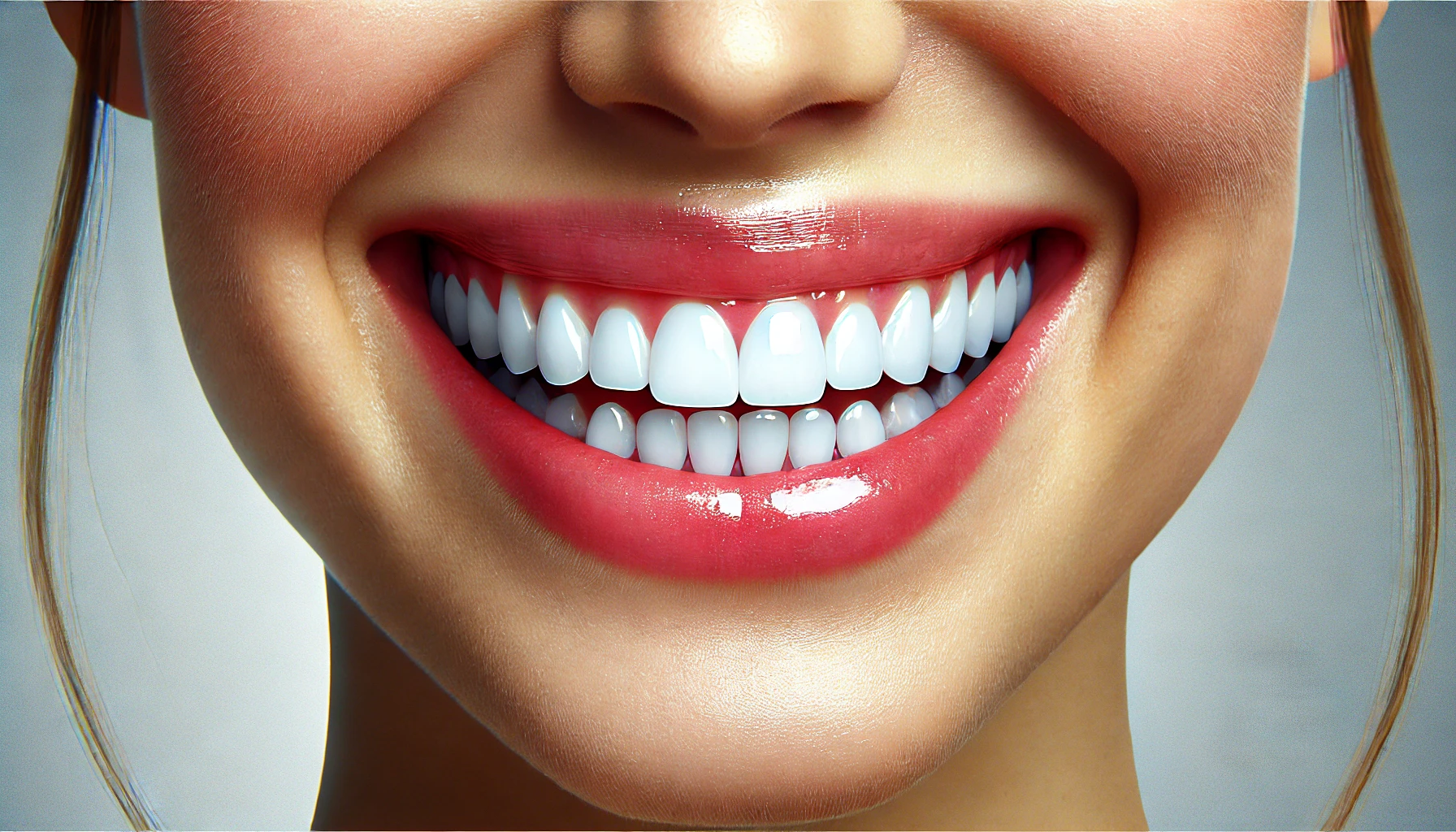 Close-up of a diverse person with a radiant smile showing clean, shiny teeth after deep dental cleaning."