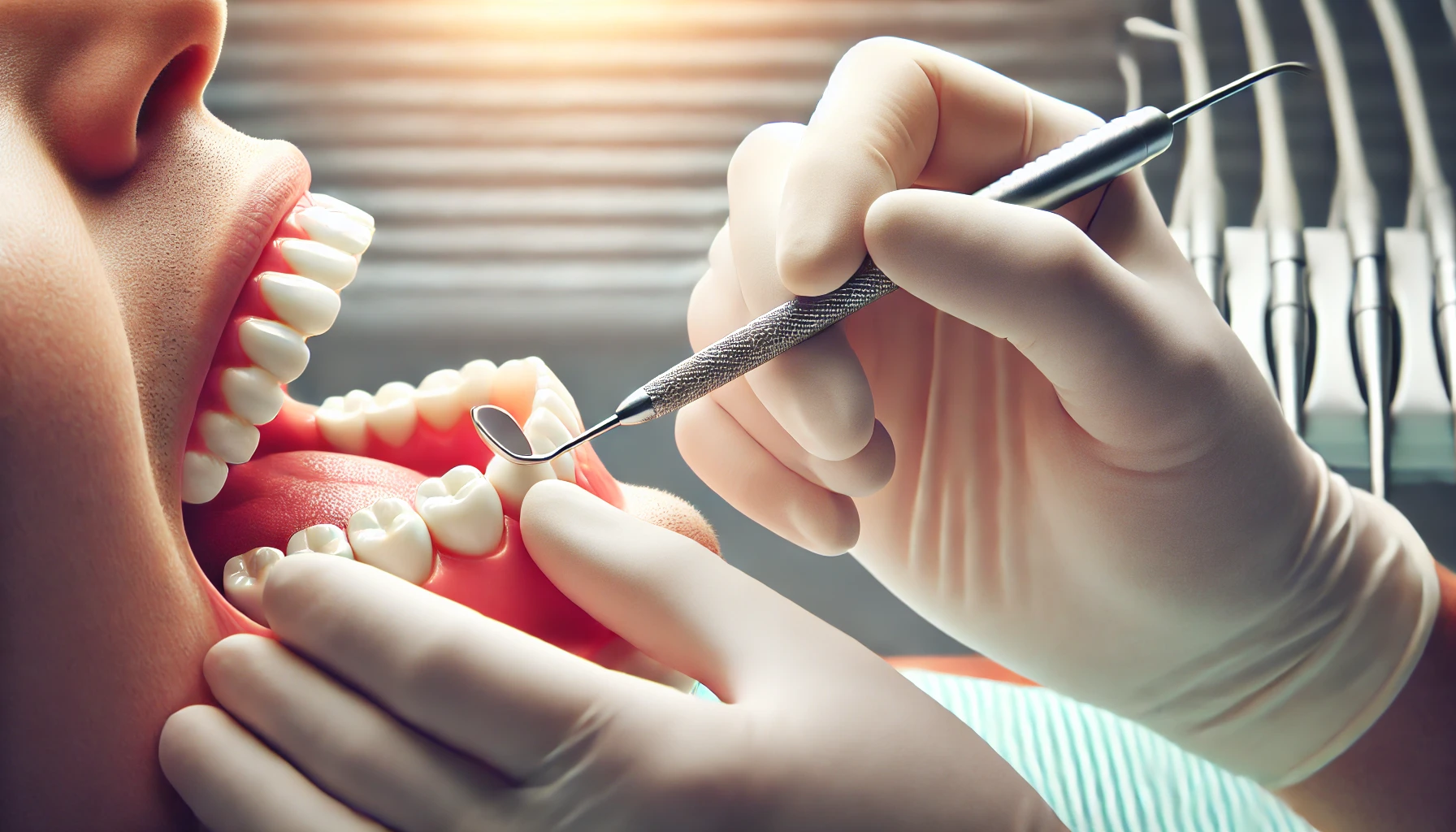 "Close-up of a dental professional treating gums with specialized tools. behandling and the of periodontology in adults of periodontitis diseases and