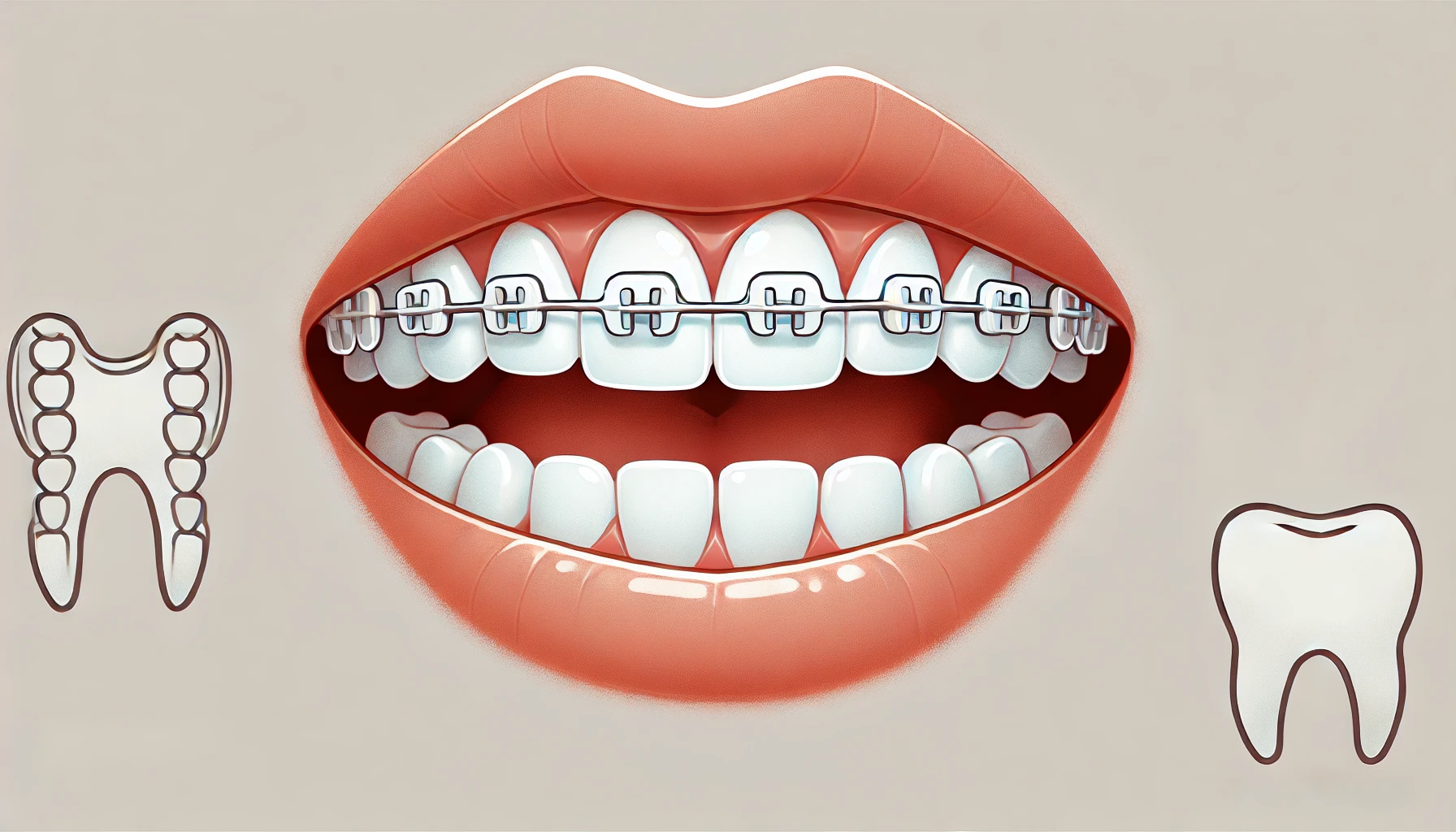 Simple illustration of teeth with a retainer, emphasizing the role of retainers in maintaining straight teeth alignment after braces."